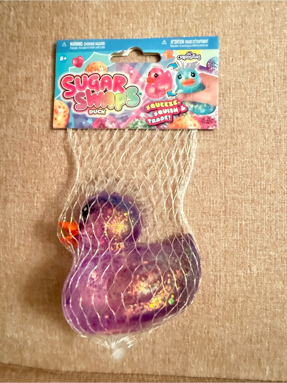 💜Sugar Swaps Purple Glitter Duck Sensory  Toy - Kids Squeezable Fidget